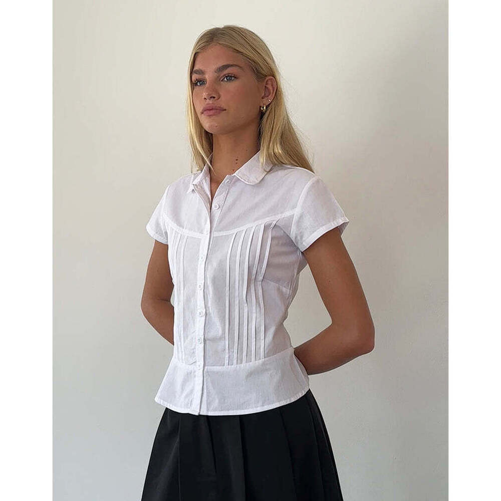 Motel Rocks Wilmot Blouse in White Poplin Size XSXS